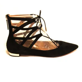 Aquazzura Suede Belgravia Pointed Toe Flats