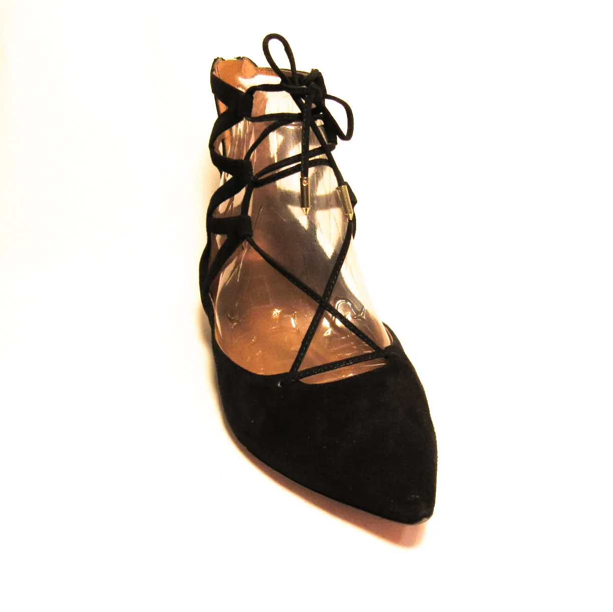 Aquazzura Suede Belgravia Pointed Toe Flats