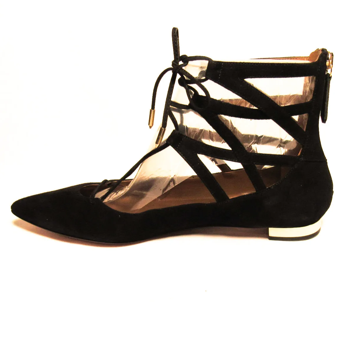 Aquazzura Suede Belgravia Pointed Toe Flats
