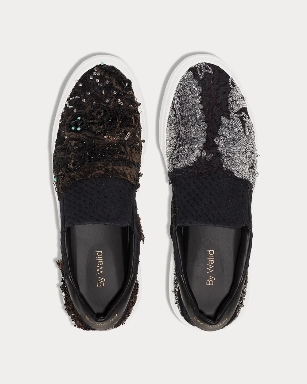 Beaded Black Slip On Sneakers