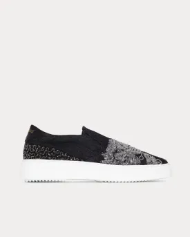 Beaded Black Slip On Sneakers