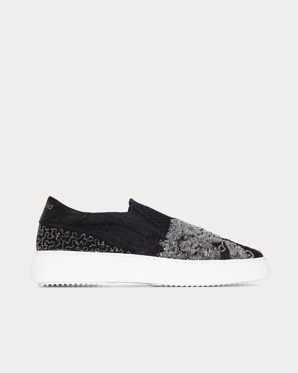 Beaded Black Slip On Sneakers