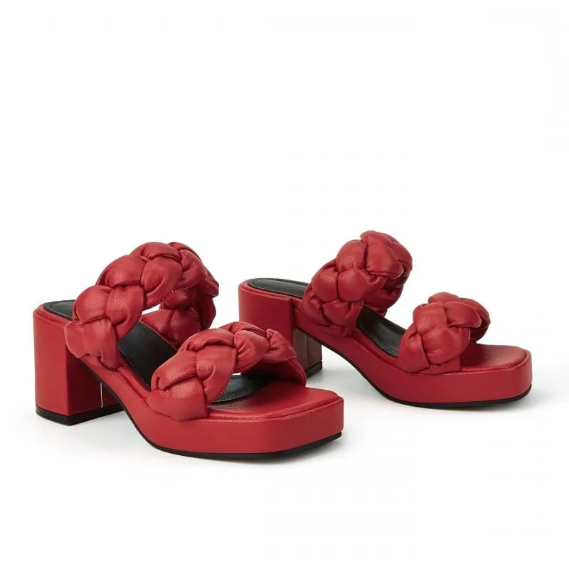 Braided Design Chunky Heeled Sandals