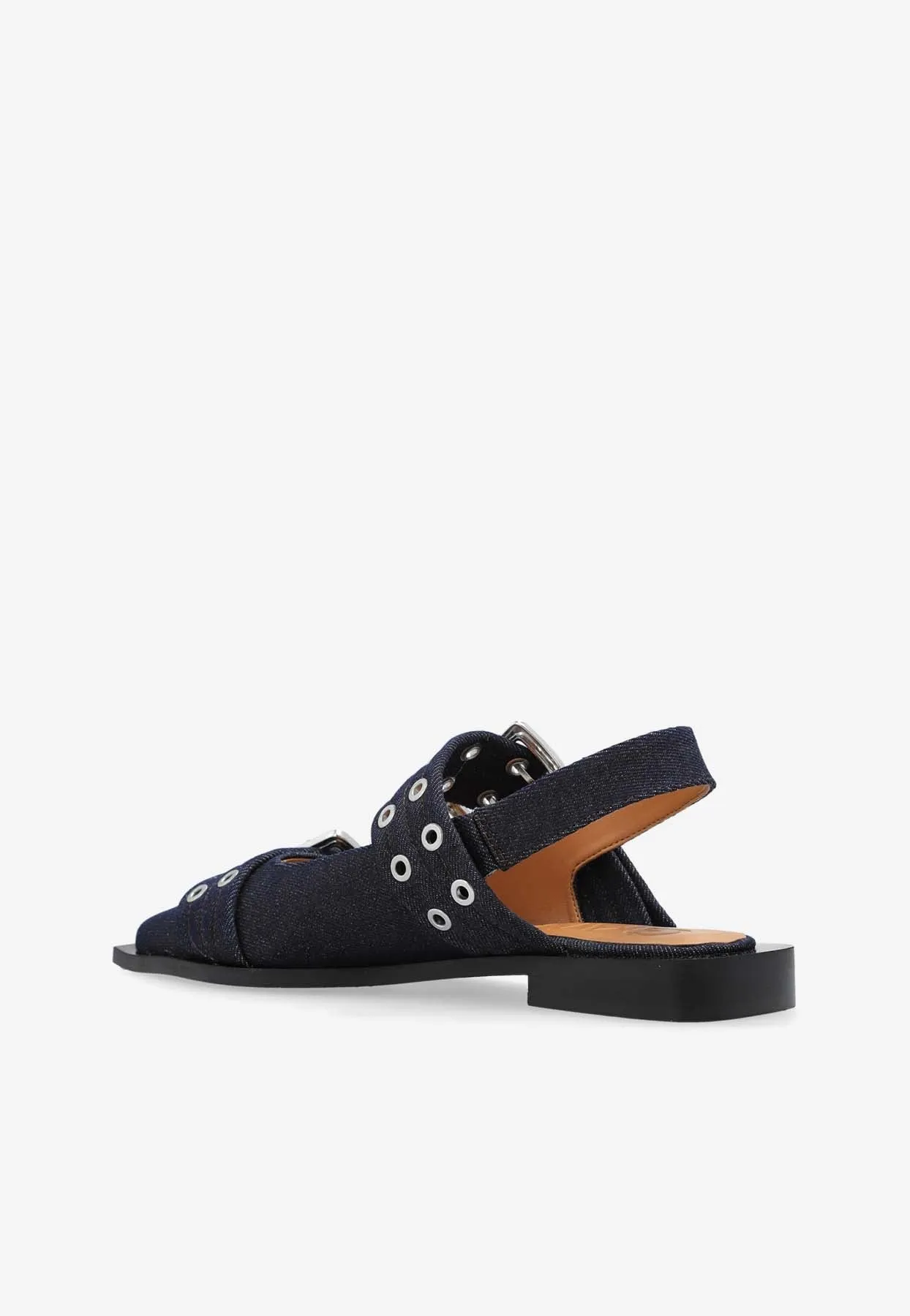 Buckled Slingback Denim Flats