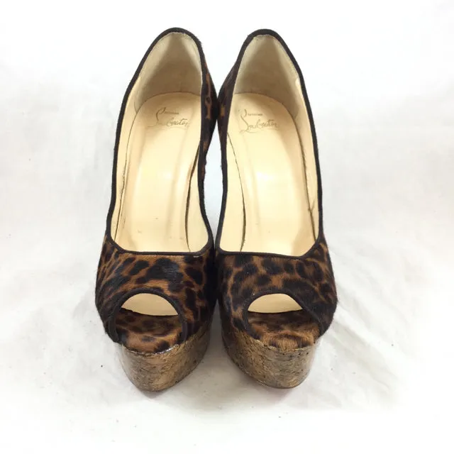 Christian Louboutin Leopard Wedges. Size 39.5
