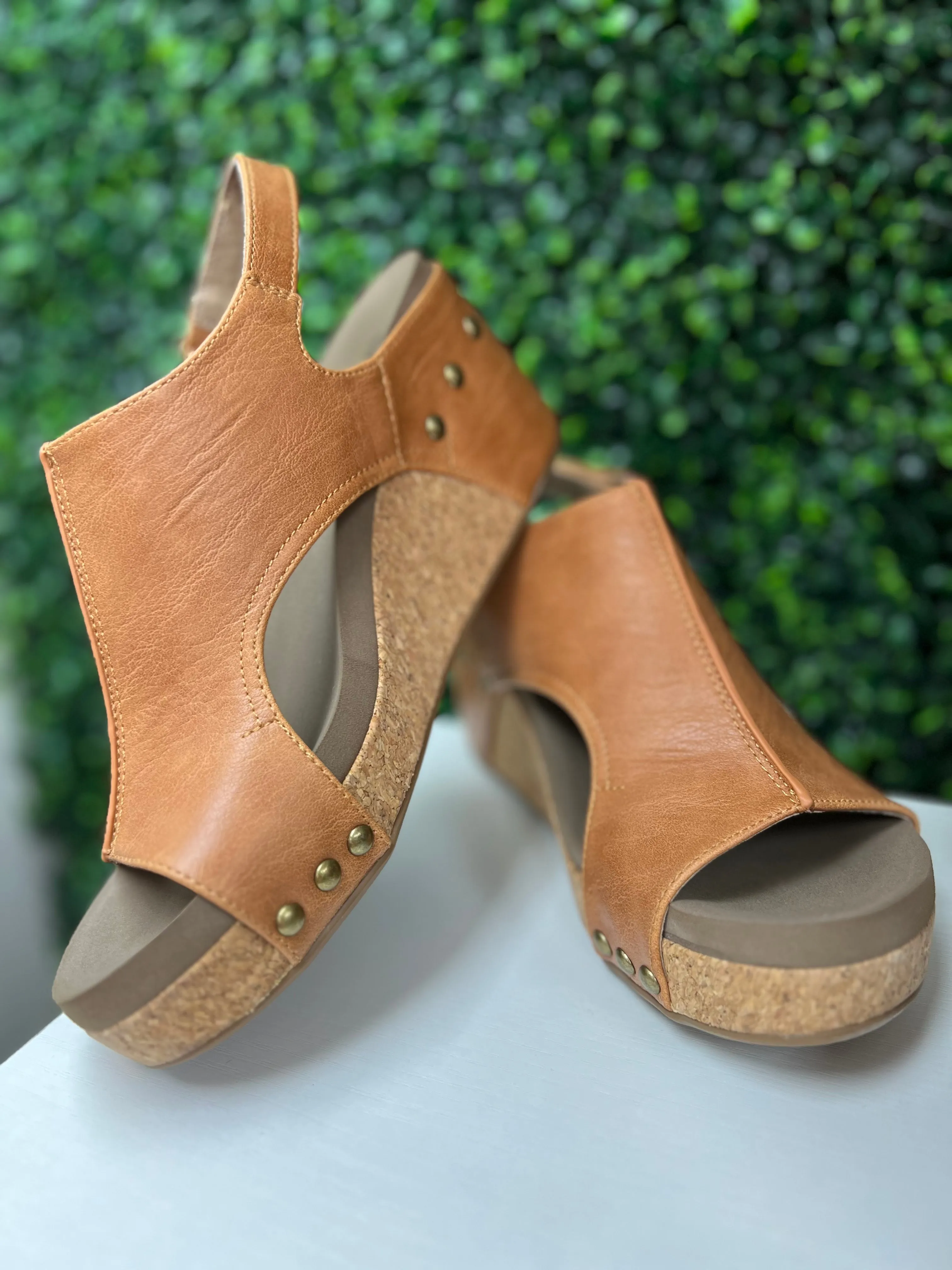 Corkys Smooth Cognac Carley Wedges