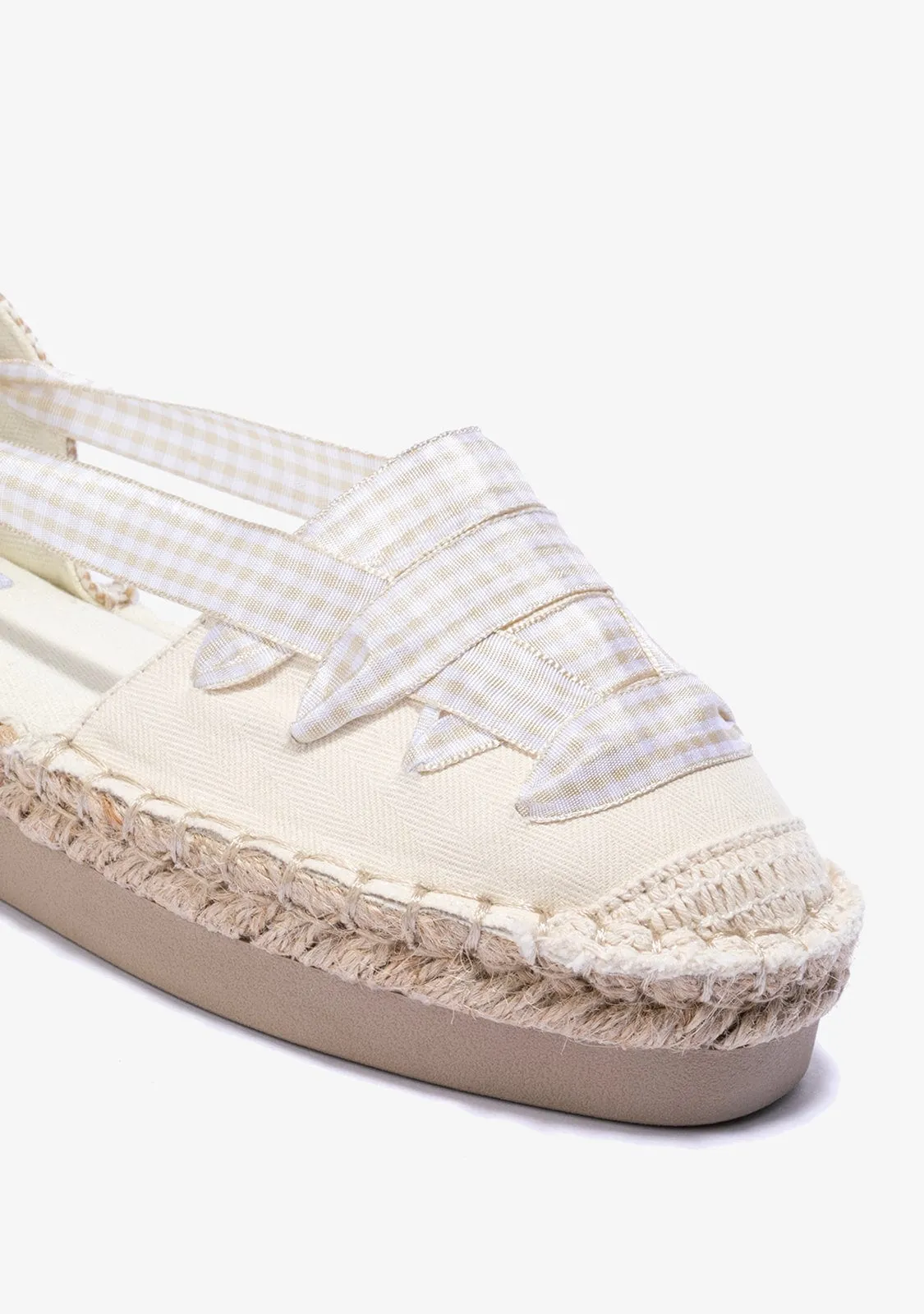Girl's Beige Espadrilles Canvas B&W