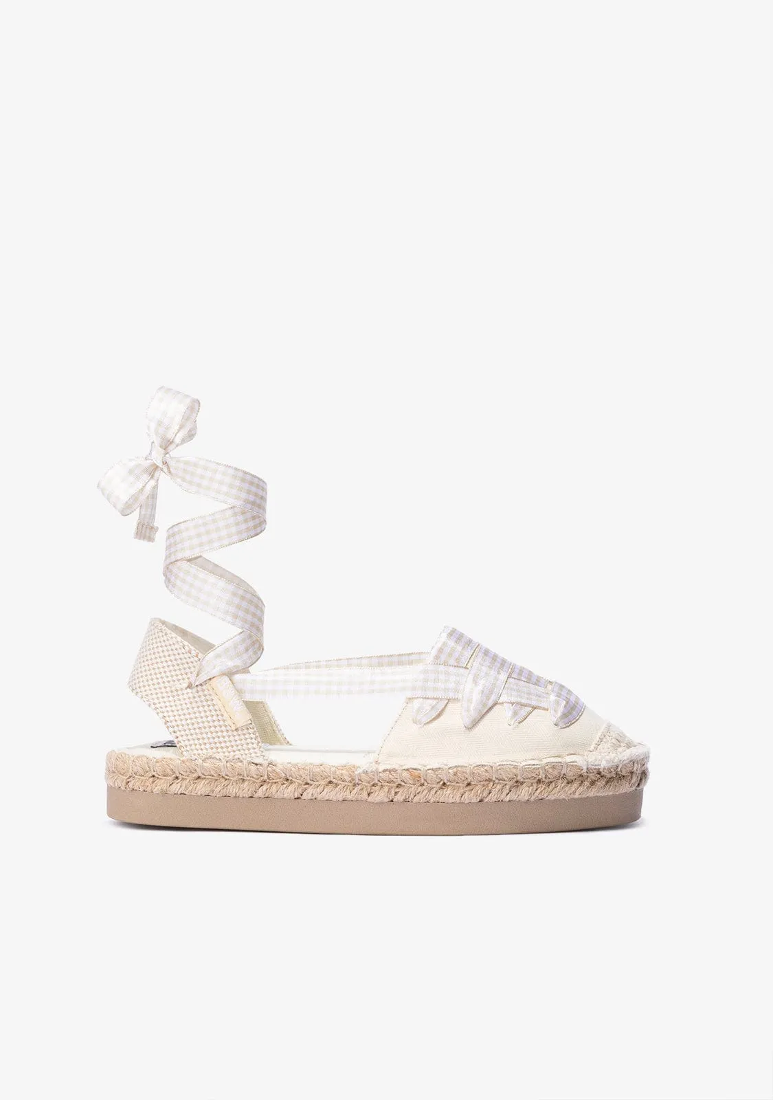 Girl's Beige Espadrilles Canvas B&W