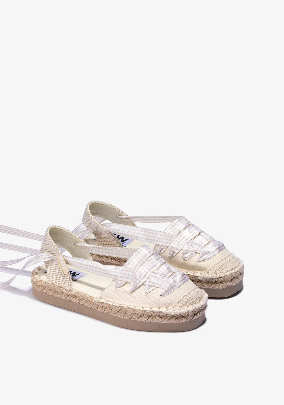 Girl's Beige Espadrilles Canvas B&W