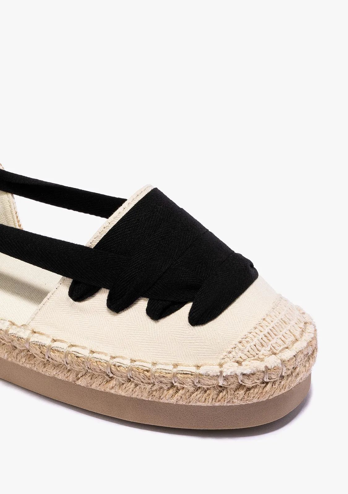 Girl's Beige With Bow Espadrilles Canvas B&W