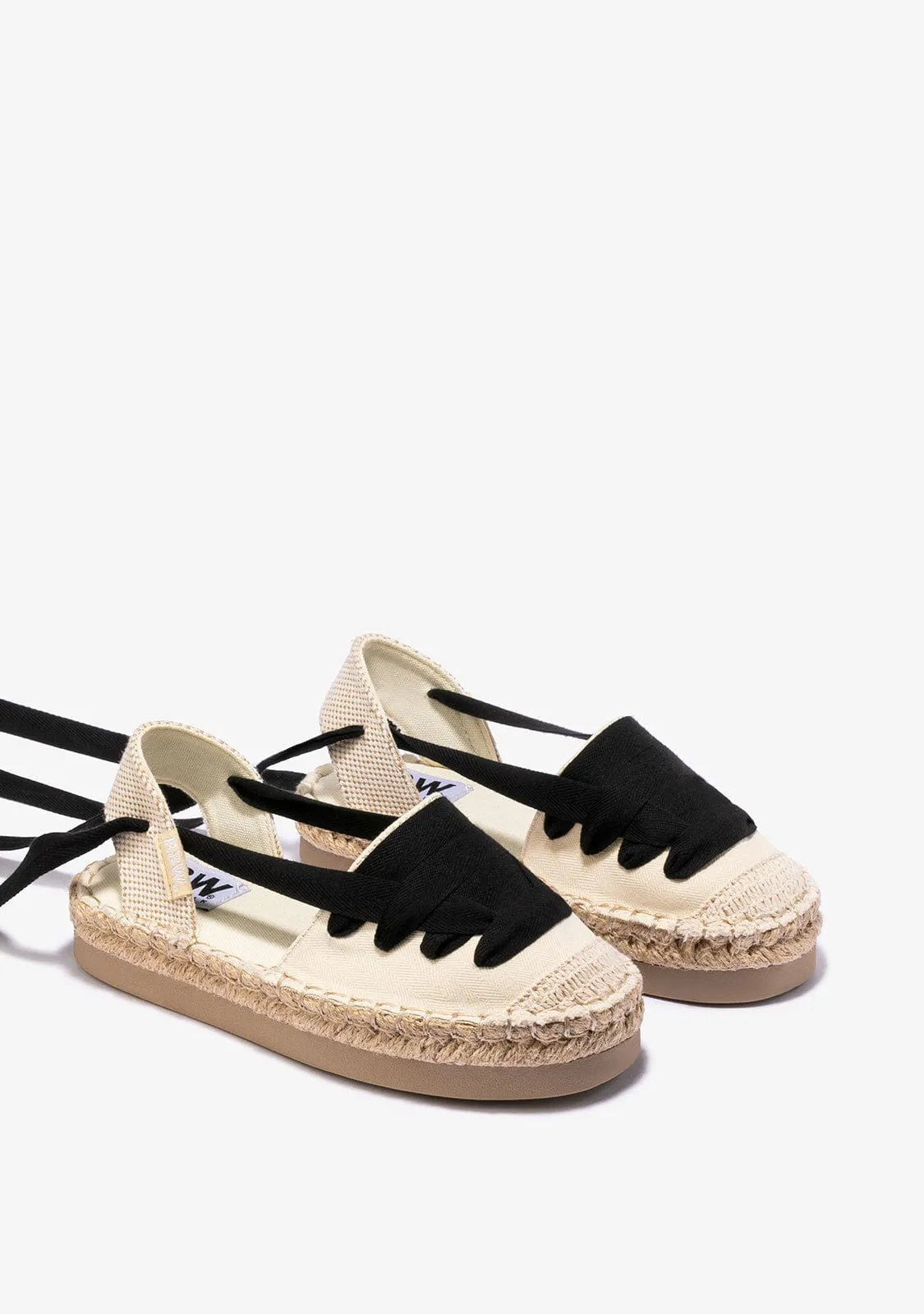 Girl's Beige With Bow Espadrilles Canvas B&W