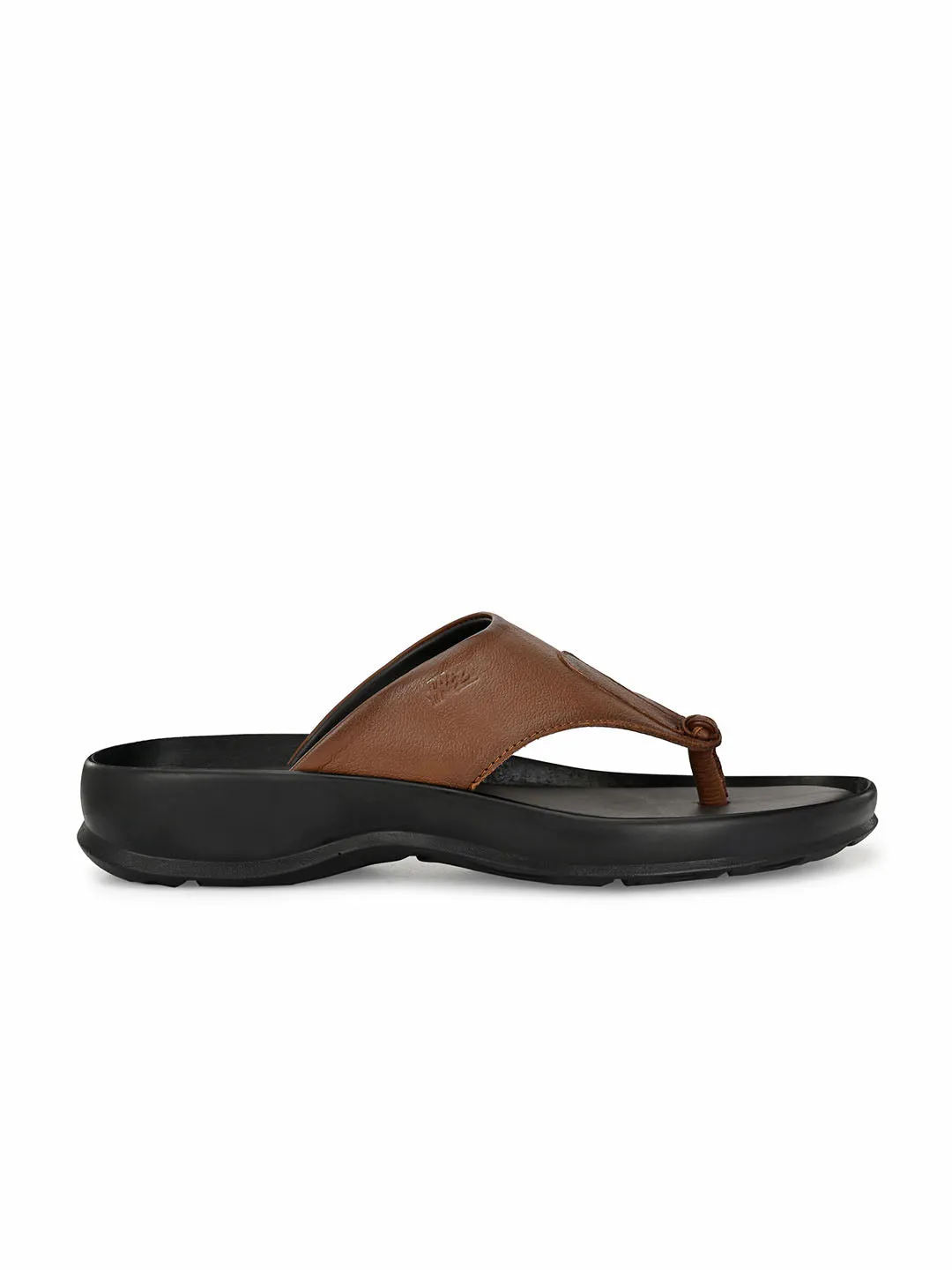 Hitz Men's Tan Leather Open Toe Indoor Outdoor Comfort Slippers