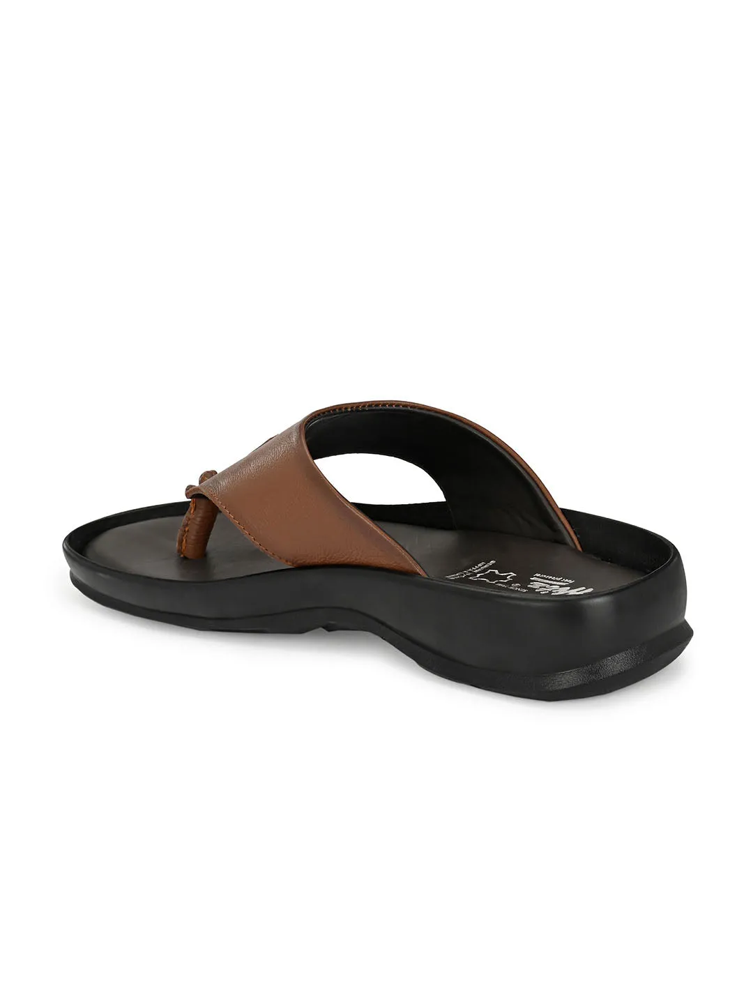 Hitz Men's Tan Leather Open Toe Indoor Outdoor Comfort Slippers