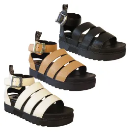 Jesse Women's Trendy Triple-Strap Platform Sandals with Adjustable Buckle - Available in Black, Tan, and White