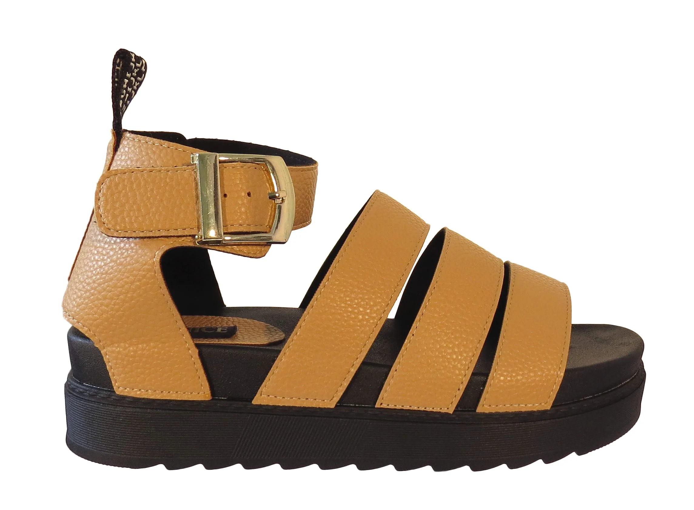 Jesse Women's Trendy Triple-Strap Platform Sandals with Adjustable Buckle - Available in Black, Tan, and White