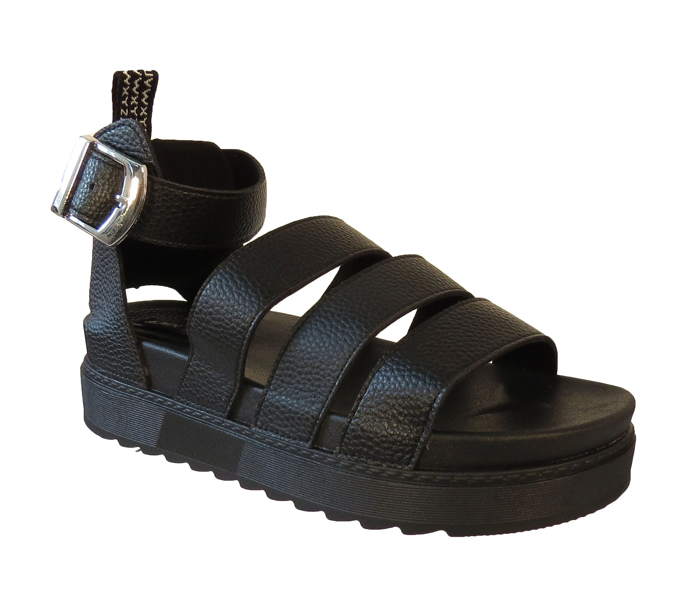 Jesse Women's Trendy Triple-Strap Platform Sandals with Adjustable Buckle - Available in Black, Tan, and White