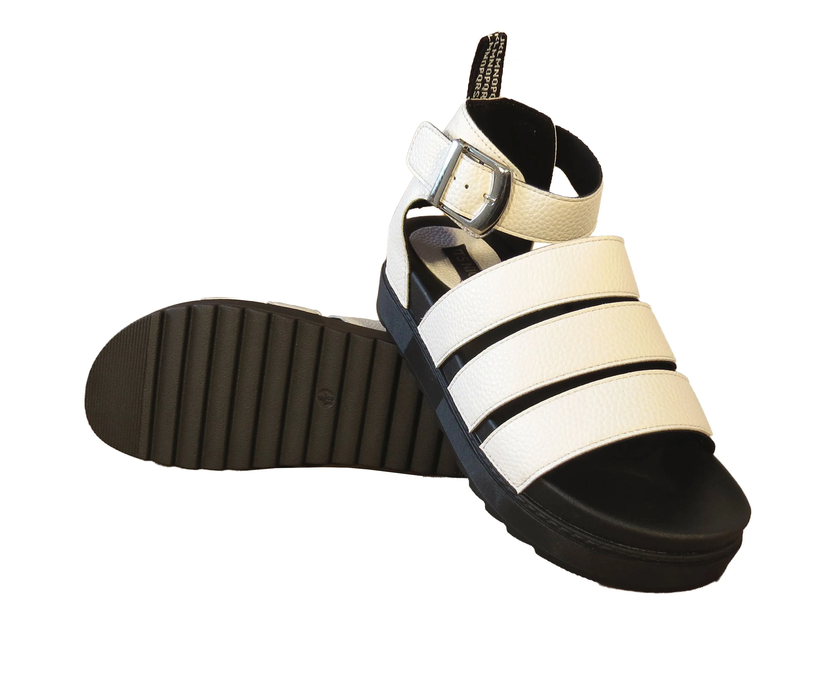 Jesse Women's Trendy Triple-Strap Platform Sandals with Adjustable Buckle - Available in Black, Tan, and White