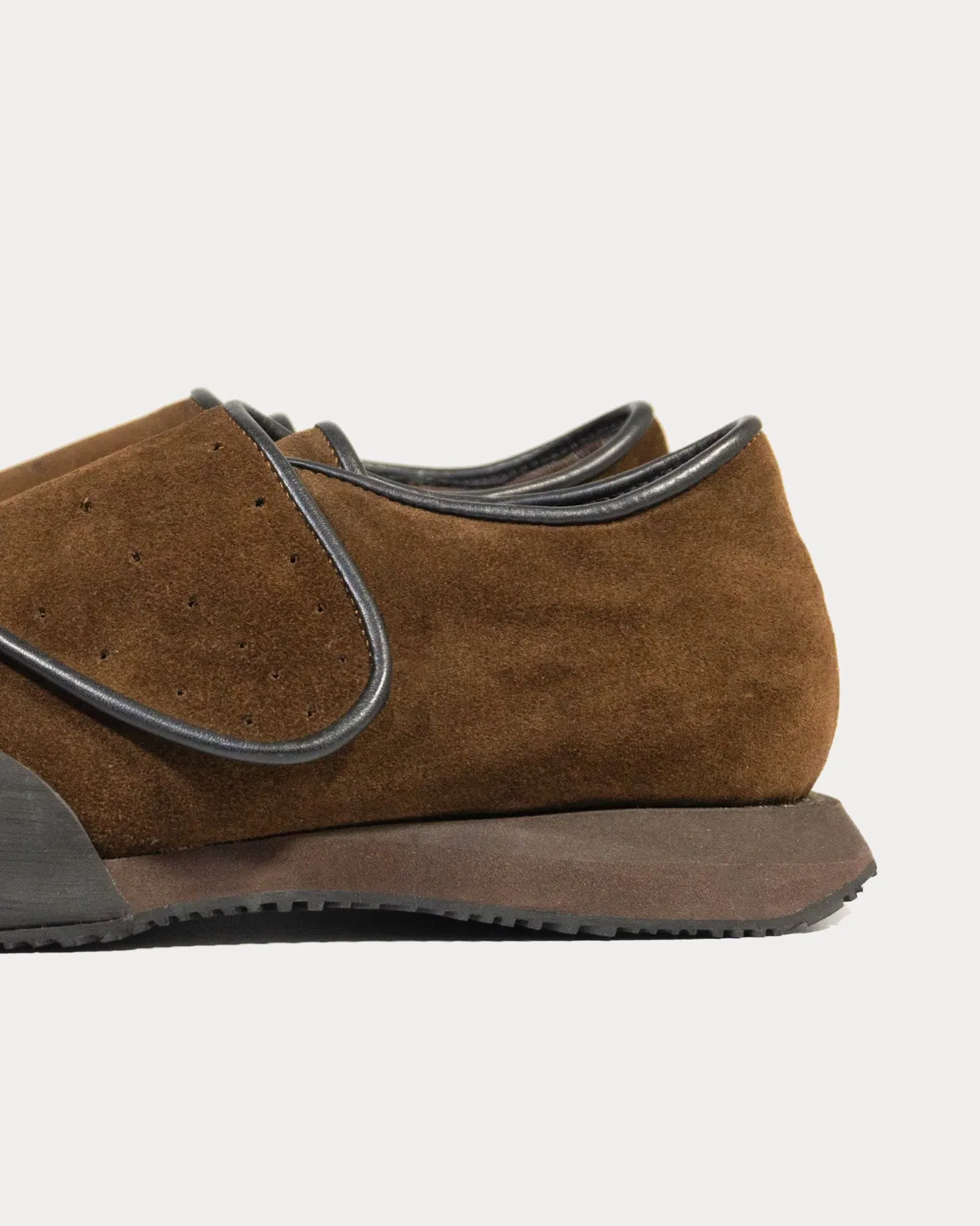 Leather Strap Brown Slip On Sneakers