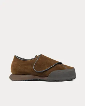 Leather Strap Brown Slip On Sneakers