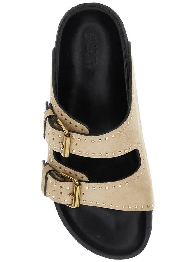 'Lennyo' Beige Slip-On Sandals With Stud Details In Suede Woman