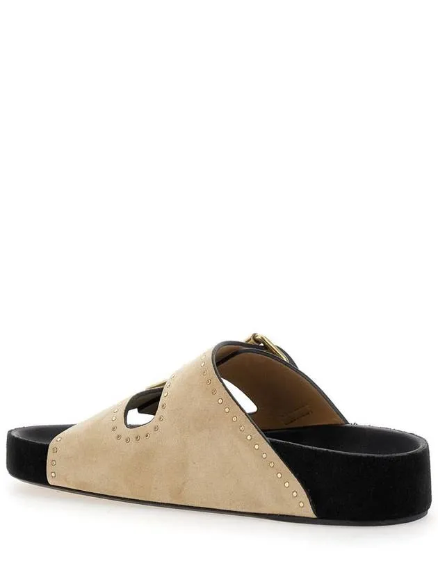 'Lennyo' Beige Slip-On Sandals With Stud Details In Suede Woman