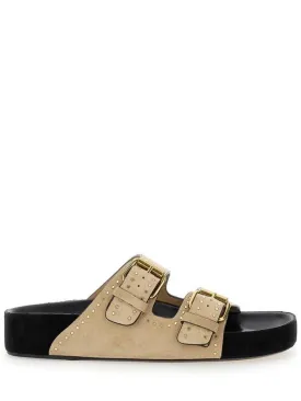 'Lennyo' Beige Slip-On Sandals With Stud Details In Suede Woman