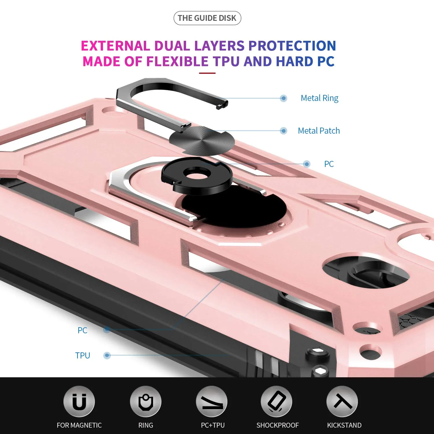 LeYi for Samsung Galaxy A40 Case and Tempered Glass Screen Protector(2 Pack), Ring Holder [Military Grade] Protective Silicone Shockproof Tough Armour
