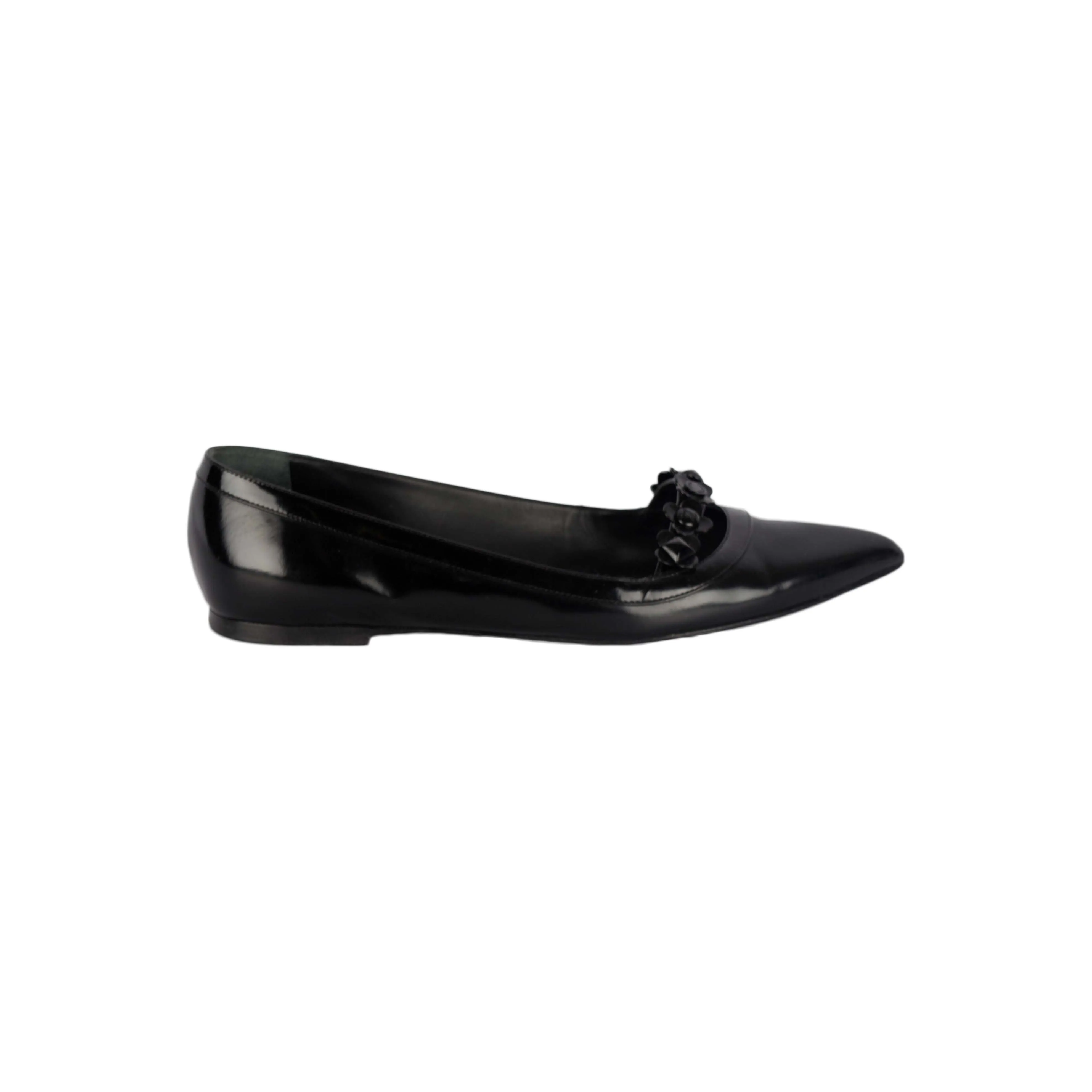 Louis Vuitton Black Fleur Pointed Toe Flat - '10s