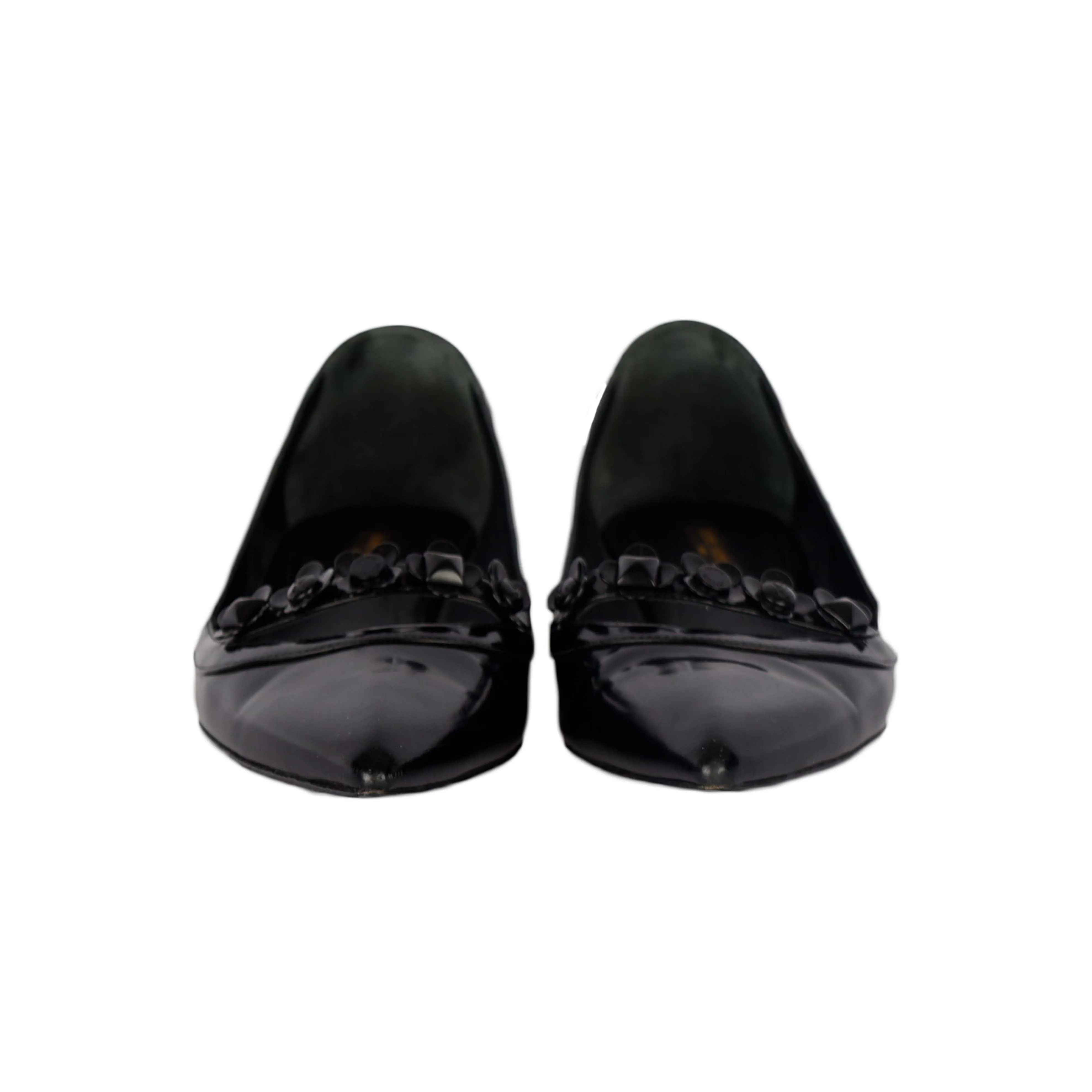 Louis Vuitton Black Fleur Pointed Toe Flat - '10s