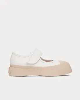 Mary Jane Leather White Slip On Sneakers