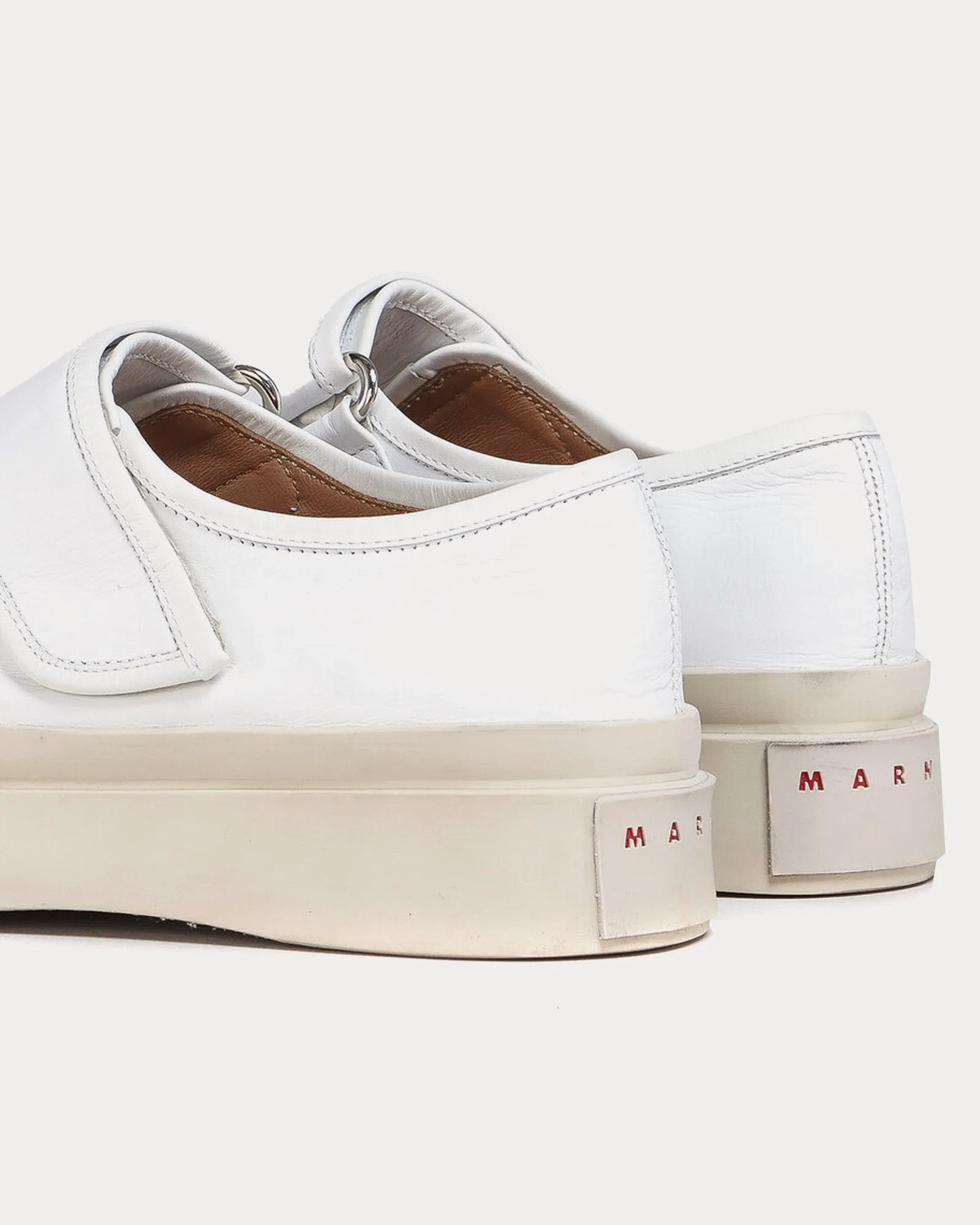 Mary Jane Leather White Slip On Sneakers