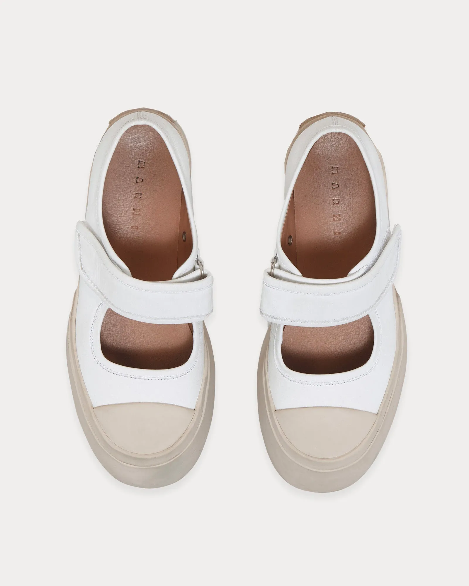 Mary Jane Leather White Slip On Sneakers