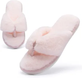MAXTOP Fluffy House Slippers for Women Open Toe Cute Memory Foam Flip Flop Slippers Indoor Outdoor Soft Slides Shoes