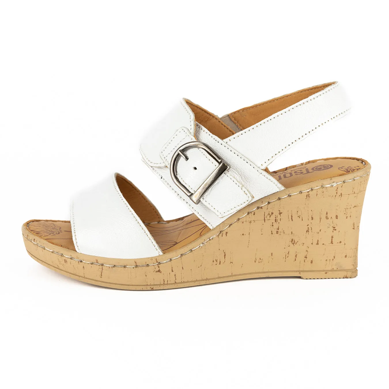 Moyizela : Ladies High-Heeled Leather Sandal in White Cayak