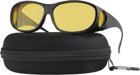 Night Driving Glasses Anti Glare Polarized Night Vision Yellow Tint Night Driving Glare Reducing Fit Over Driving Sunglasses Men and Women