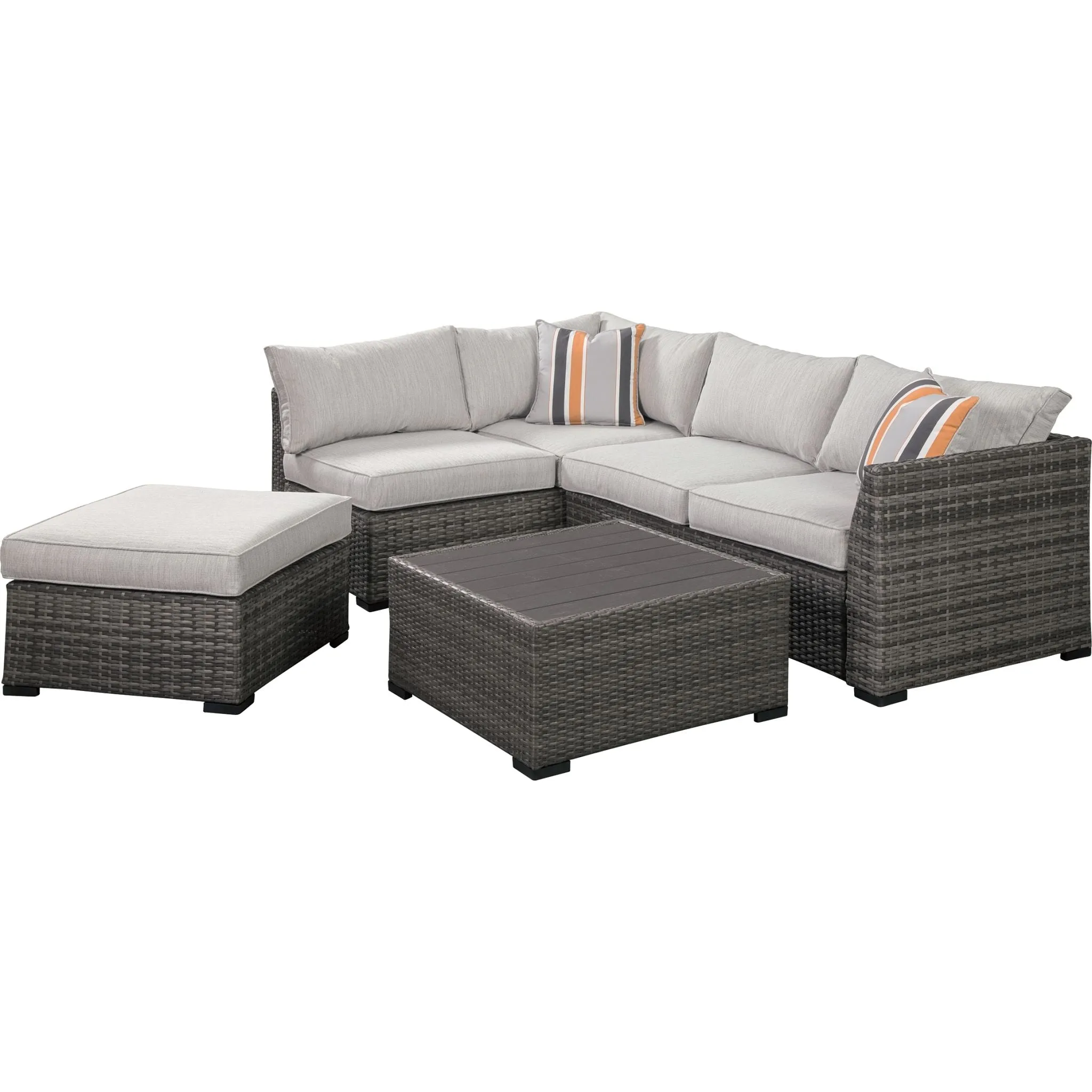 Outdoor Cherry Point Loveseat Sectional with Table and Ottoman Gray
