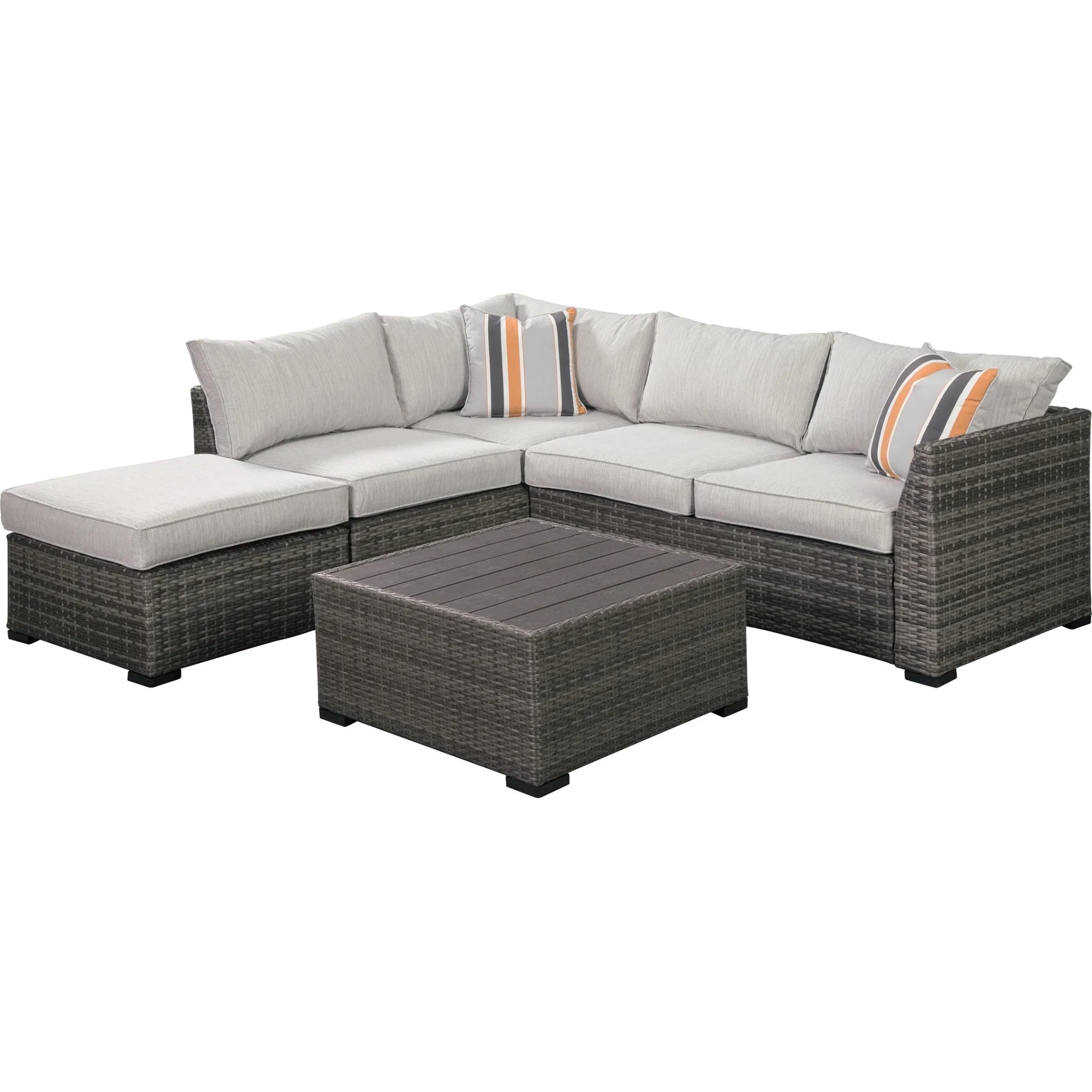 Outdoor Cherry Point Loveseat Sectional with Table and Ottoman Gray