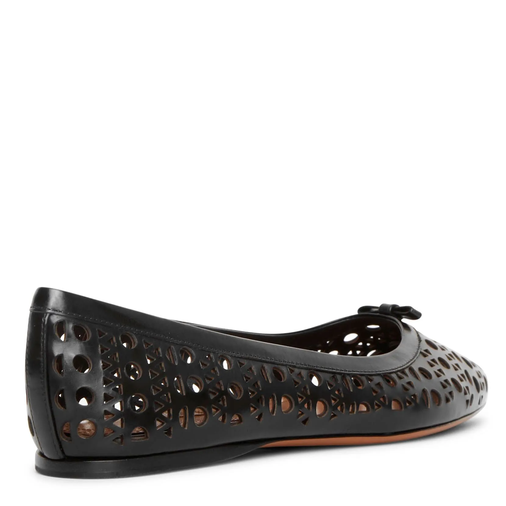 Pointed black leather ballet flats