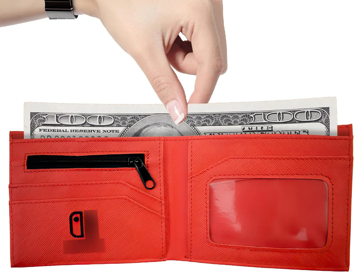 Retro Gamepad-Inspired Boys Wallet - Silicone Surface Material with Classic Game Gamepad Design, Multiple Card Slots and Coin Pocket - Video Game Kids Wallet in Red and Blue