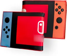 Retro Gamepad-Inspired Boys Wallet - Silicone Surface Material with Classic Game Gamepad Design, Multiple Card Slots and Coin Pocket - Video Game Kids Wallet in Red and Blue