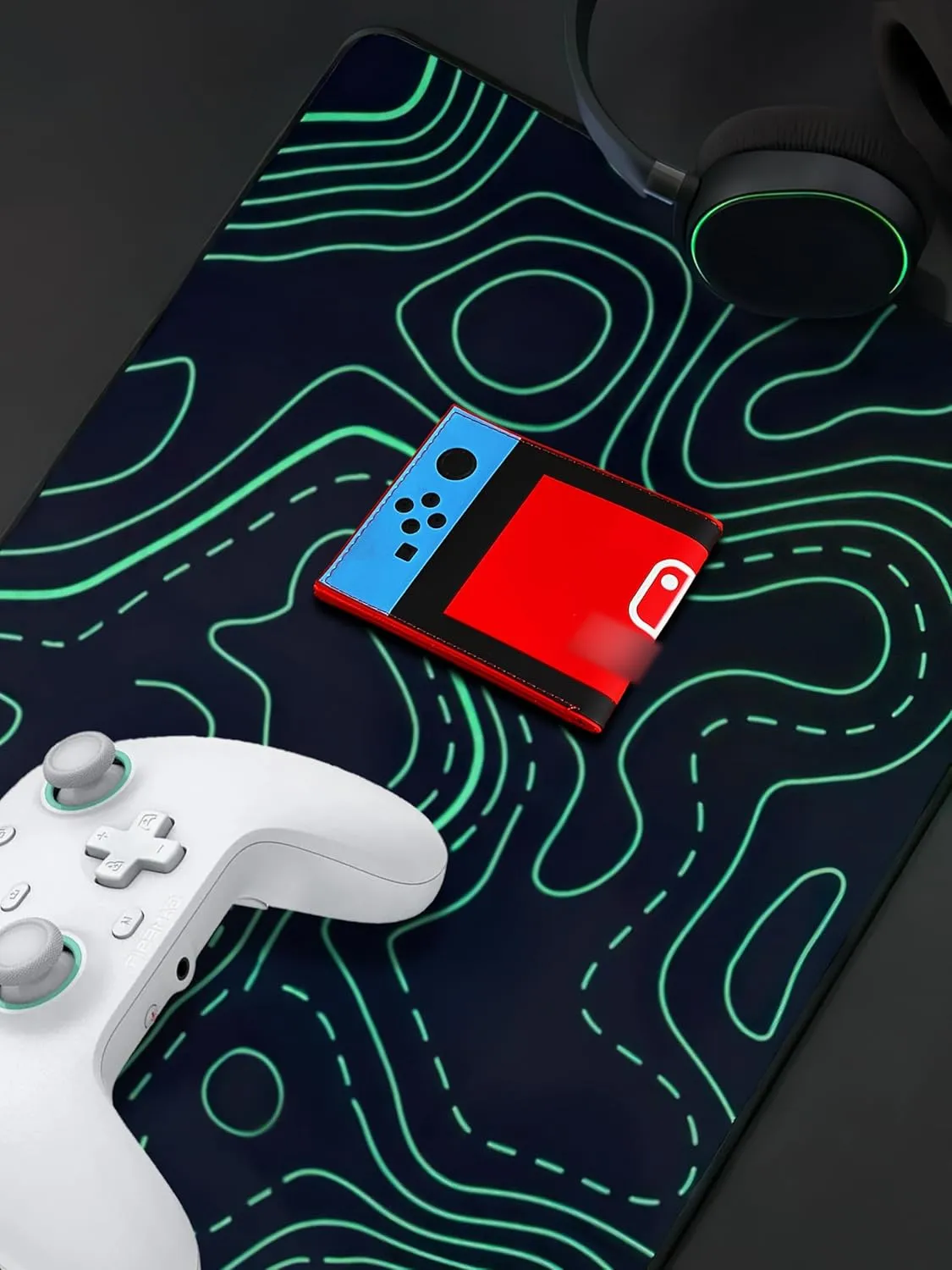 Retro Gamepad-Inspired Boys Wallet - Silicone Surface Material with Classic Game Gamepad Design, Multiple Card Slots and Coin Pocket - Video Game Kids Wallet in Red and Blue