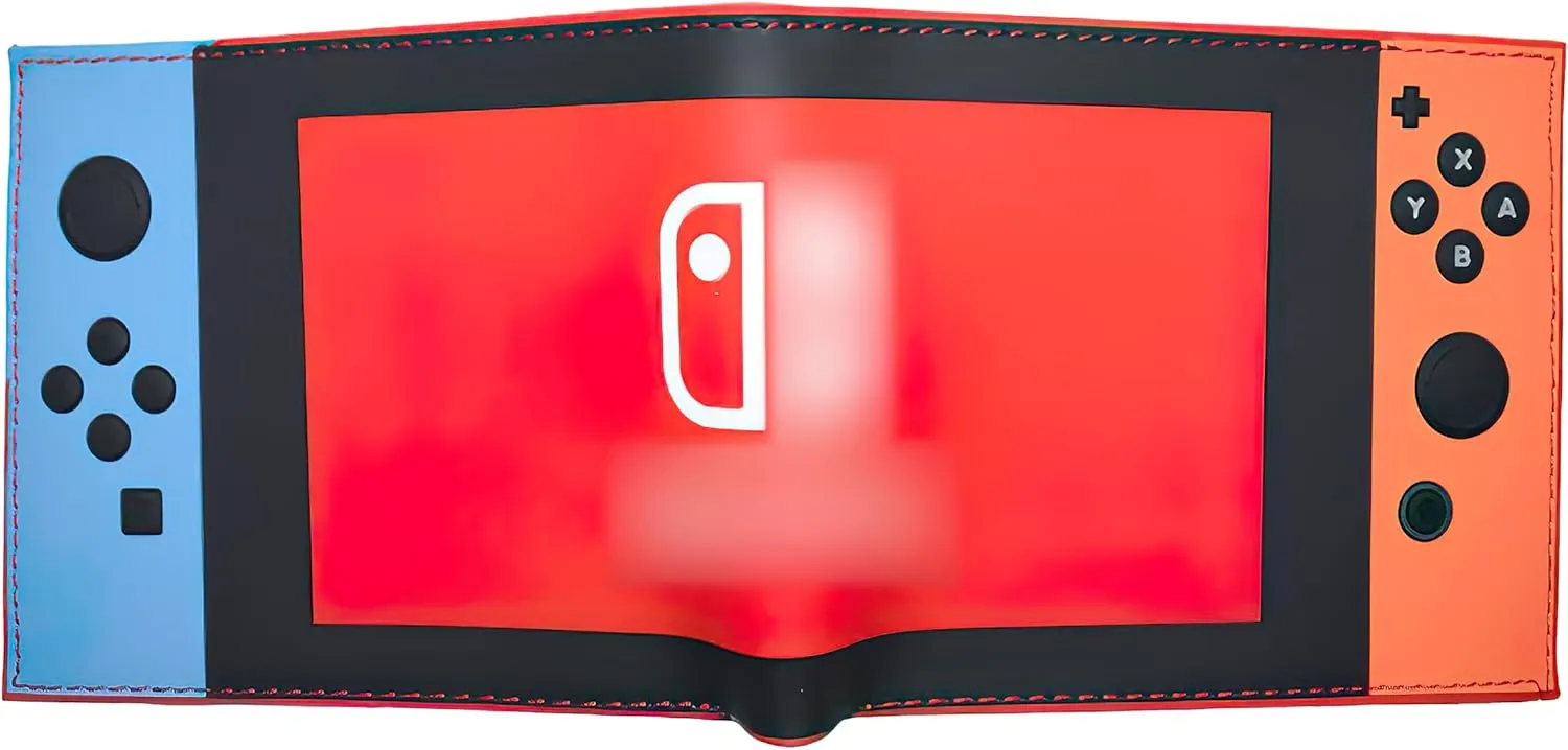 Retro Gamepad-Inspired Boys Wallet - Silicone Surface Material with Classic Game Gamepad Design, Multiple Card Slots and Coin Pocket - Video Game Kids Wallet in Red and Blue