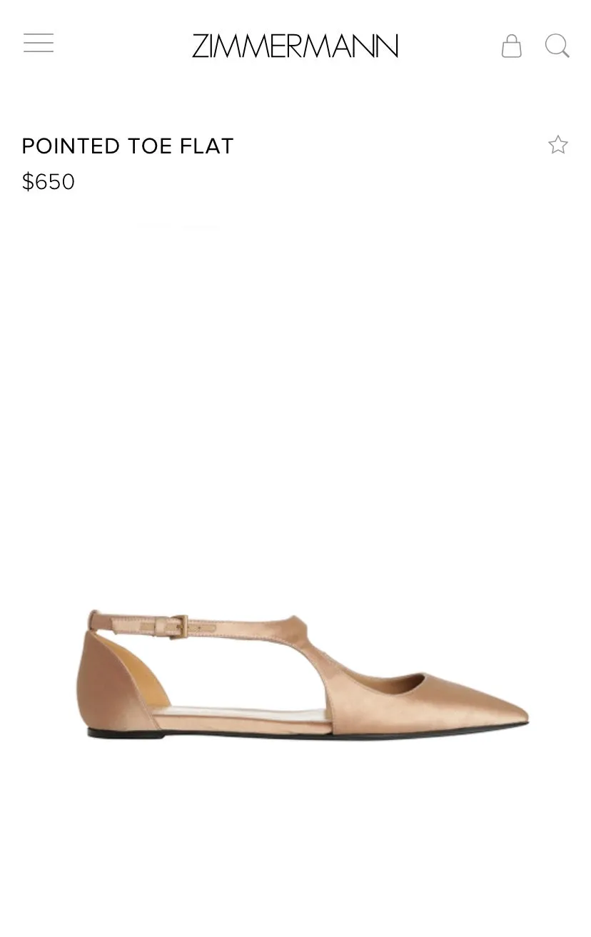 Sale! Zimmermann Nude Satin Flats Unworn