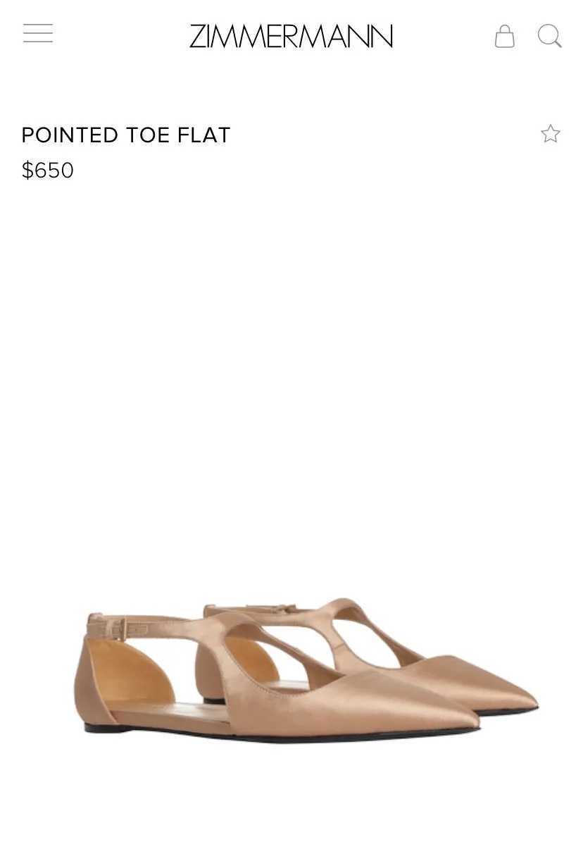 Sale! Zimmermann Nude Satin Flats Unworn