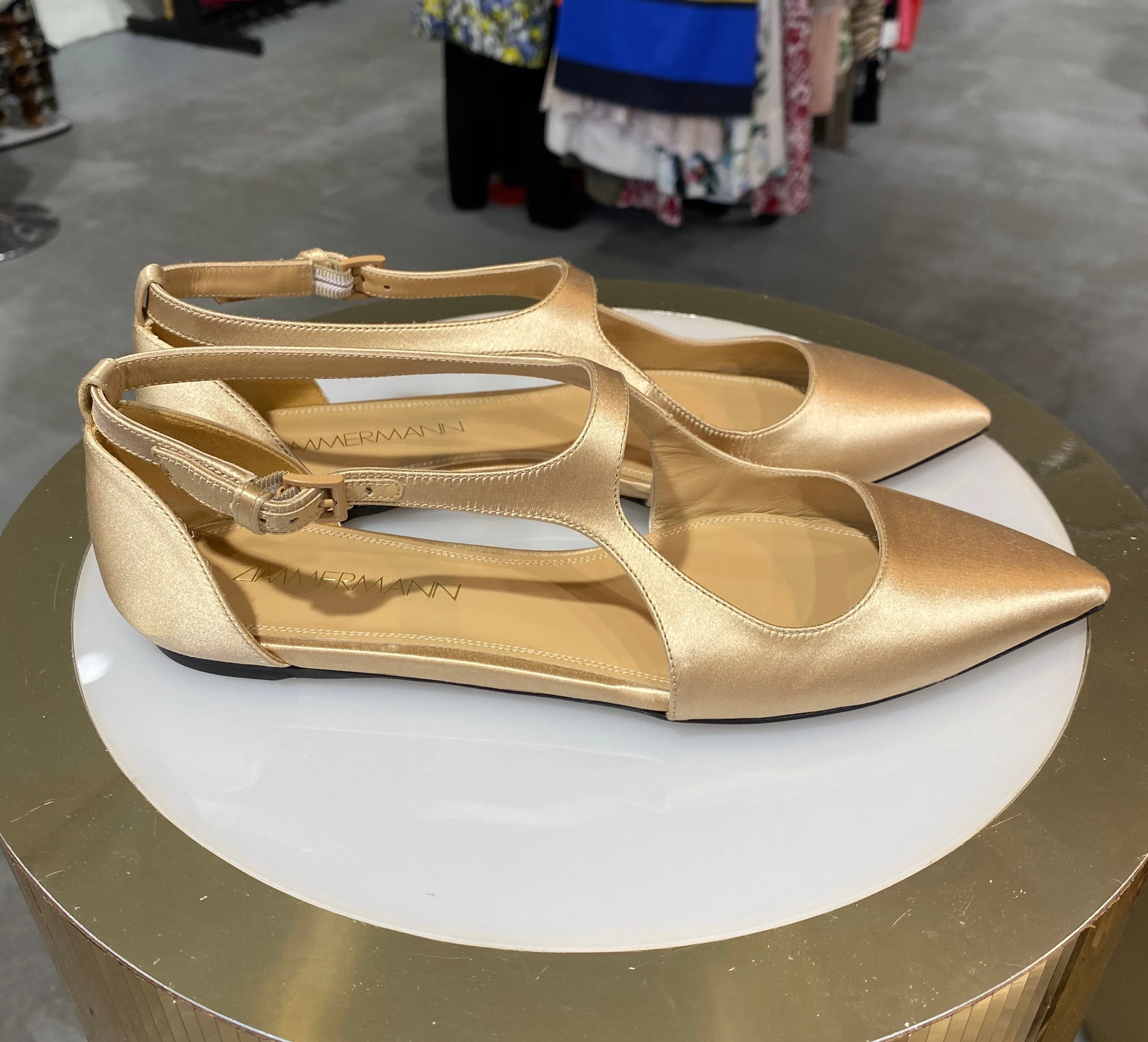 Sale! Zimmermann Nude Satin Flats Unworn