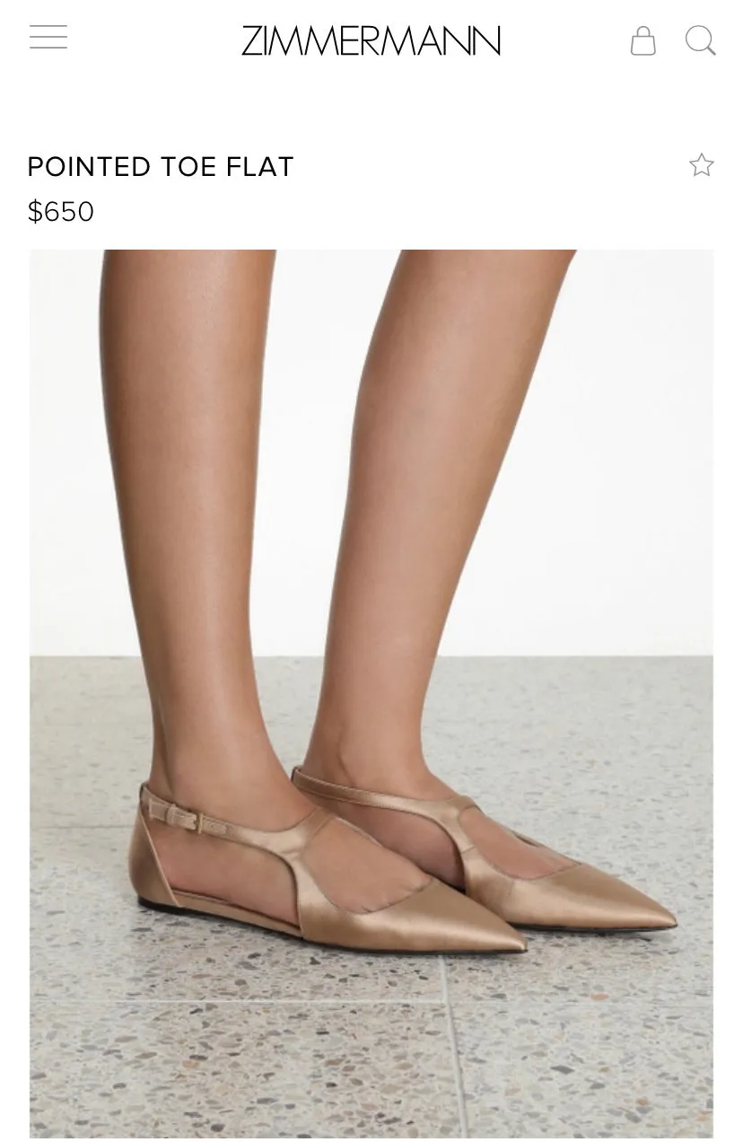 Sale! Zimmermann Nude Satin Flats Unworn