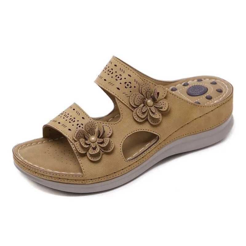 Summer women's sandals retro style wedge heel soft bottom