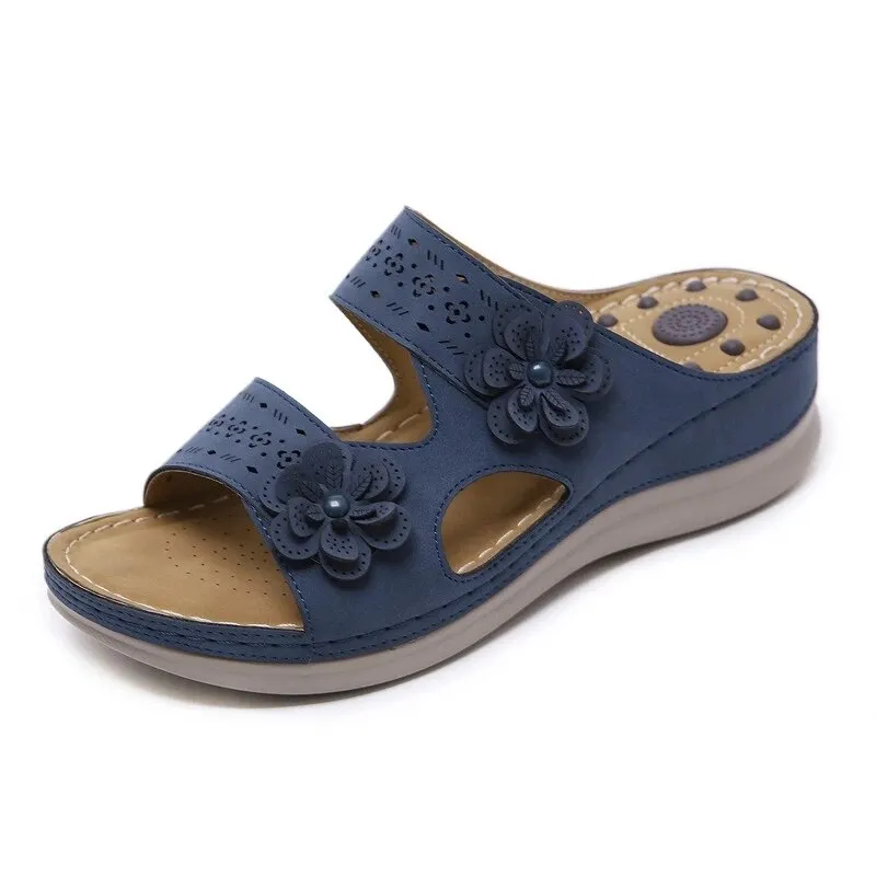 Summer women's sandals retro style wedge heel soft bottom