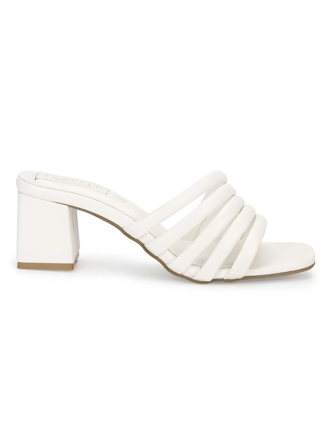 White PU Block Heel Mules